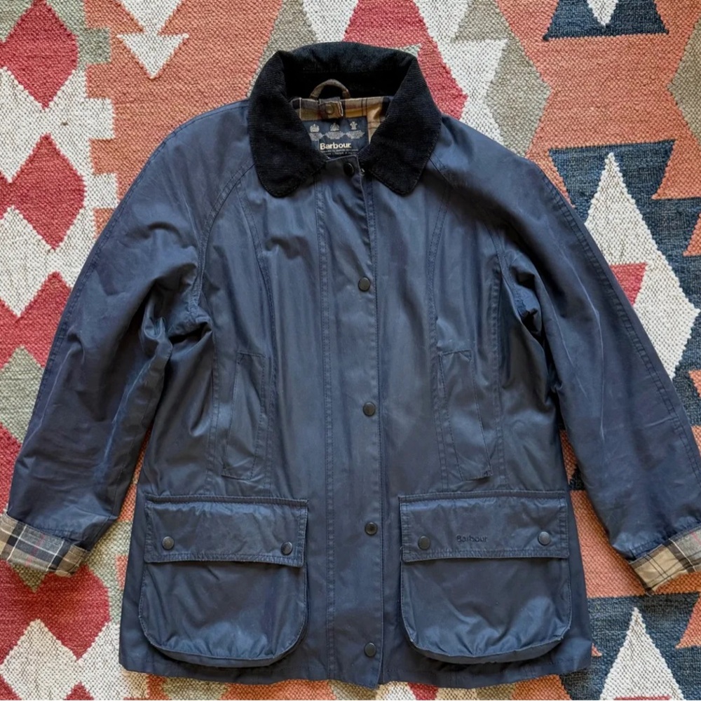 Barbour Beadnell Navy Jacket with Black Collar